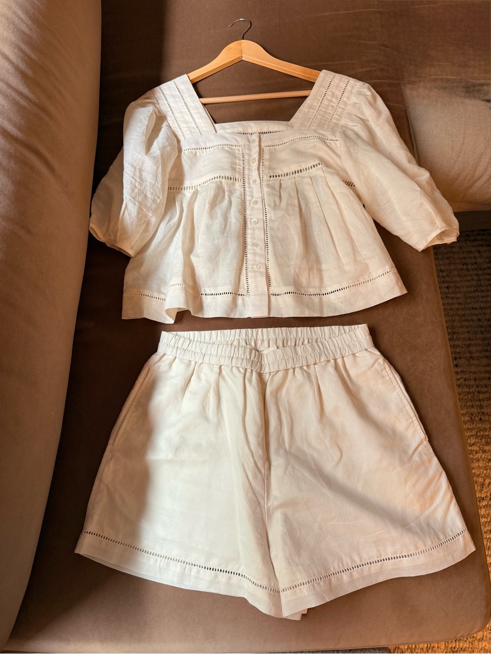 Loeffler Randall Desert White Blouse + Short Set